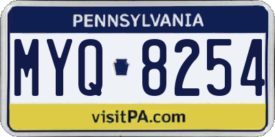 PA license plate MYQ8254