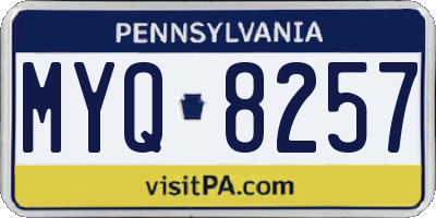 PA license plate MYQ8257