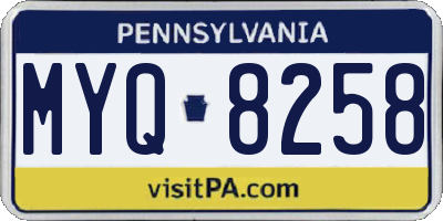 PA license plate MYQ8258