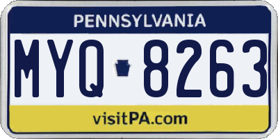 PA license plate MYQ8263