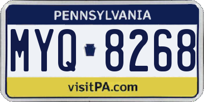 PA license plate MYQ8268