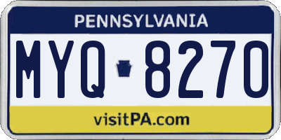 PA license plate MYQ8270
