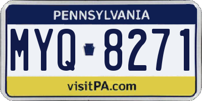 PA license plate MYQ8271