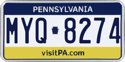 PA license plate MYQ8274