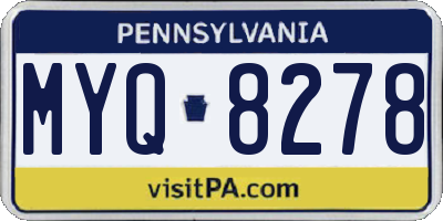 PA license plate MYQ8278