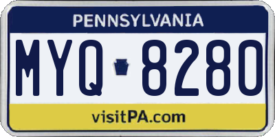 PA license plate MYQ8280