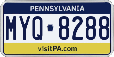PA license plate MYQ8288