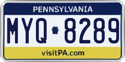 PA license plate MYQ8289