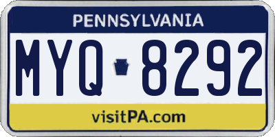 PA license plate MYQ8292
