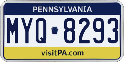PA license plate MYQ8293