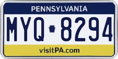 PA license plate MYQ8294