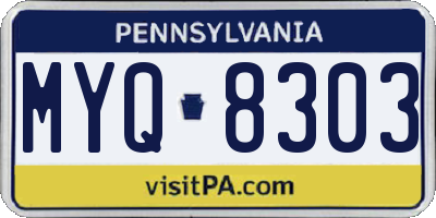 PA license plate MYQ8303