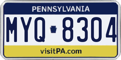 PA license plate MYQ8304