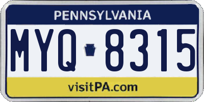 PA license plate MYQ8315