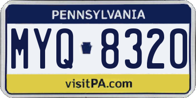 PA license plate MYQ8320