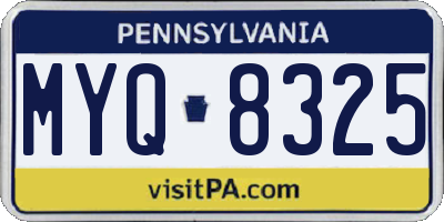 PA license plate MYQ8325