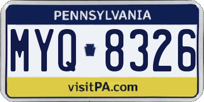 PA license plate MYQ8326