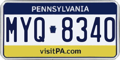 PA license plate MYQ8340