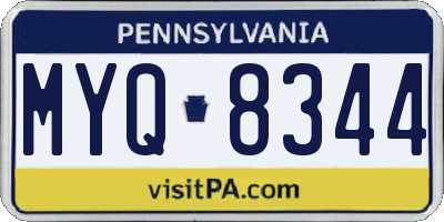 PA license plate MYQ8344