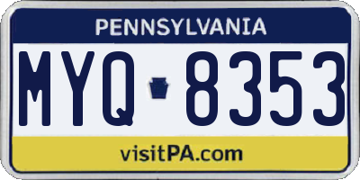 PA license plate MYQ8353