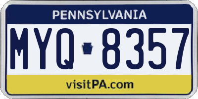 PA license plate MYQ8357