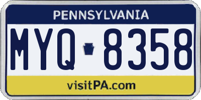 PA license plate MYQ8358