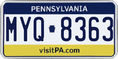 PA license plate MYQ8363