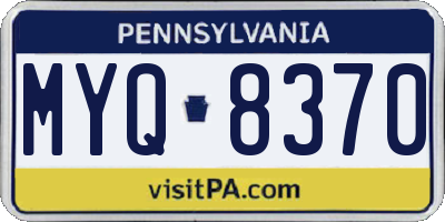 PA license plate MYQ8370