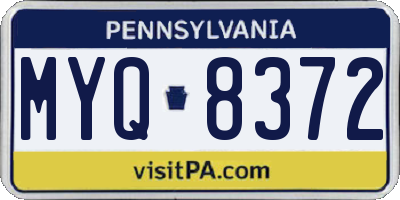PA license plate MYQ8372