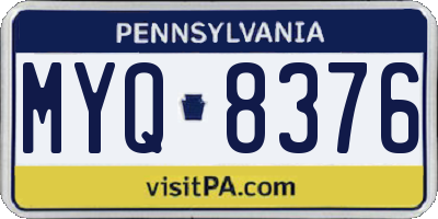 PA license plate MYQ8376