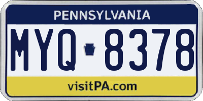 PA license plate MYQ8378