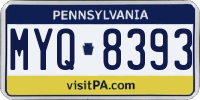 PA license plate MYQ8393