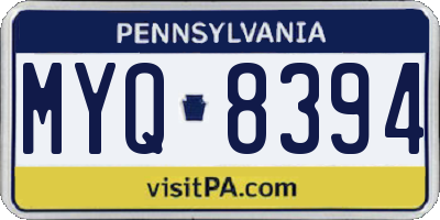 PA license plate MYQ8394