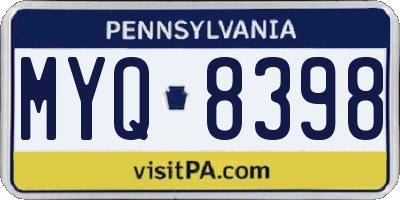 PA license plate MYQ8398