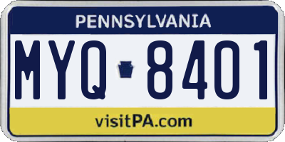 PA license plate MYQ8401