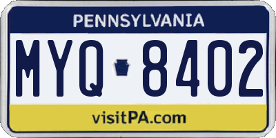 PA license plate MYQ8402