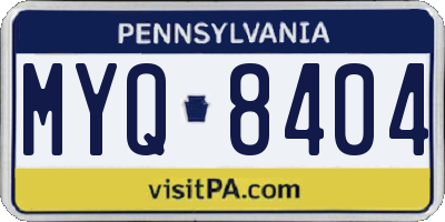 PA license plate MYQ8404