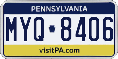 PA license plate MYQ8406