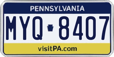 PA license plate MYQ8407