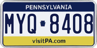 PA license plate MYQ8408