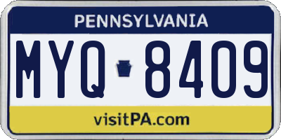 PA license plate MYQ8409
