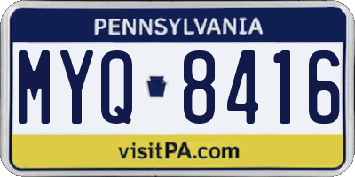 PA license plate MYQ8416