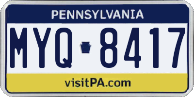 PA license plate MYQ8417