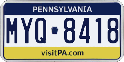 PA license plate MYQ8418