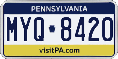 PA license plate MYQ8420
