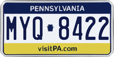 PA license plate MYQ8422