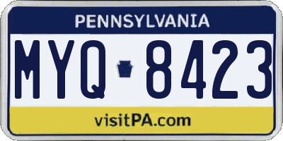 PA license plate MYQ8423