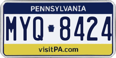 PA license plate MYQ8424