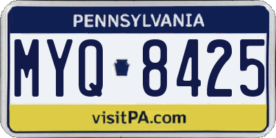 PA license plate MYQ8425