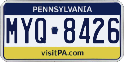 PA license plate MYQ8426